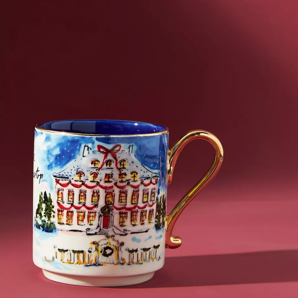 Anthropologie Susannah Garrod Tis the Season Mug - Housetop